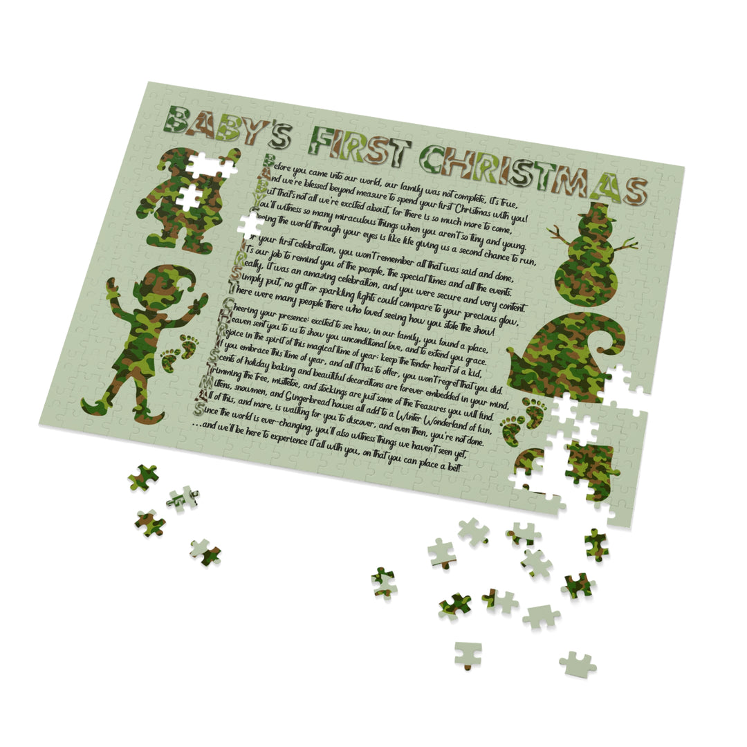 Baby's First Christmas Acrostic Poem Puzzle - Camo - Tin Box