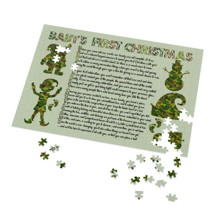 Baby's First Christmas Acrostic Poem Puzzle - Camo - Tin Box