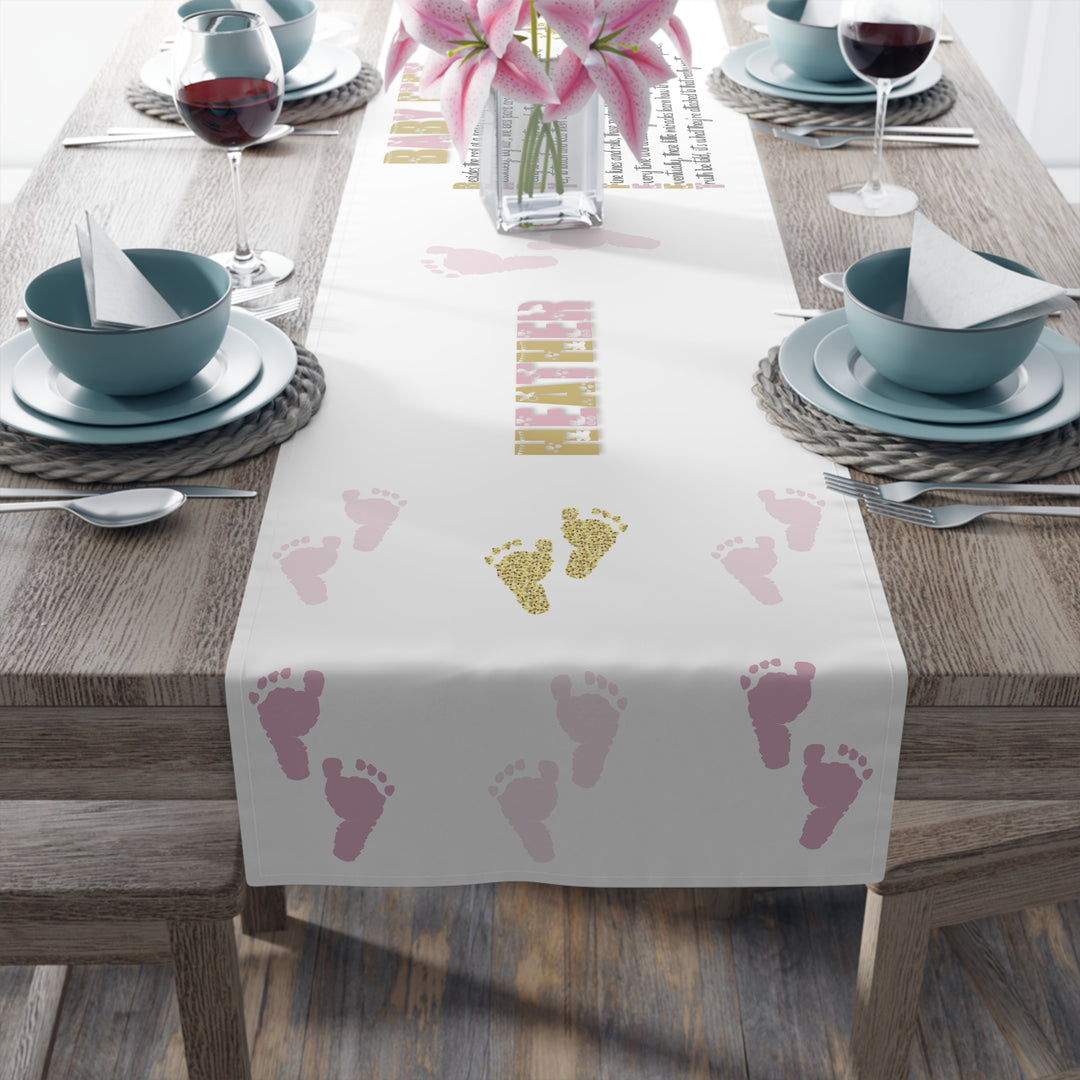“Baby Feet” Table Runner - Pink-Gold - Personalized