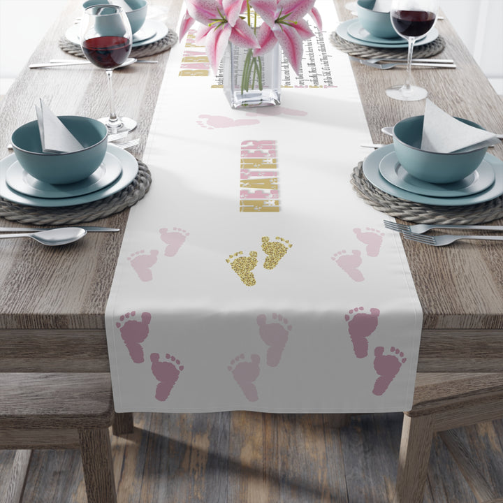 “Baby Feet” Table Runner - Pink-Gold - Personalized