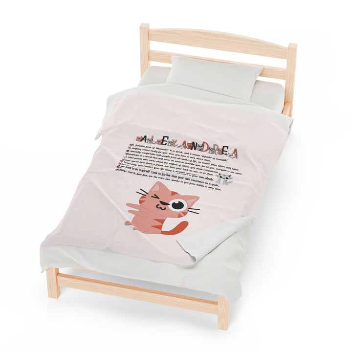Namesakes Velveteen Plush Blanket with Acrostic Poem - Kitty Design