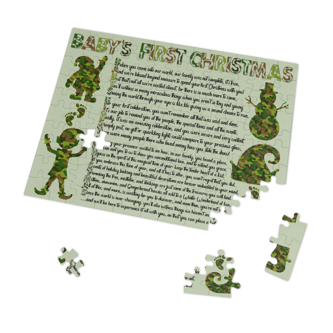 Baby's First Christmas Acrostic Poem Puzzle - Camo - Tin Box
