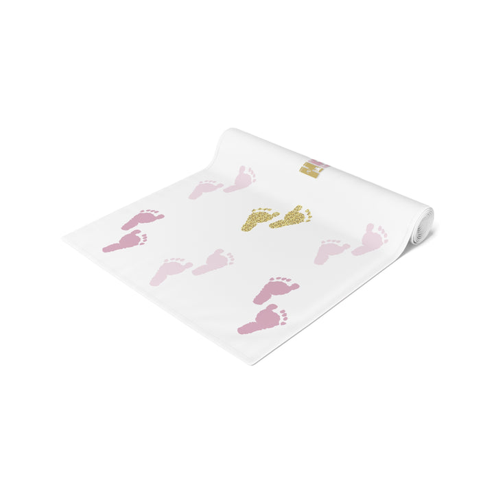 “Baby Feet” Table Runner - Pink-Gold - Personalized