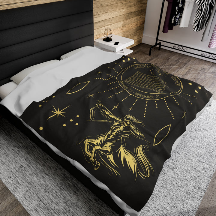 Written in the Stars Velveteen plush blanket with acrostic poem spelling out "Sagittarius"