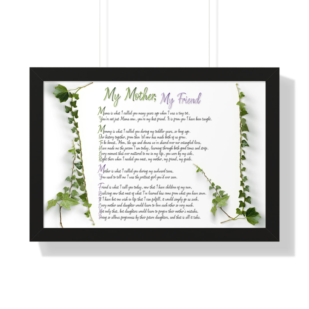 "My Mother, My Friend" Framed Acrostic Poem Print - Soft