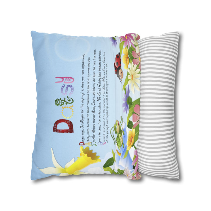 Namesakes Acrostic Poem Pillow Cover - Flower and Insect Design