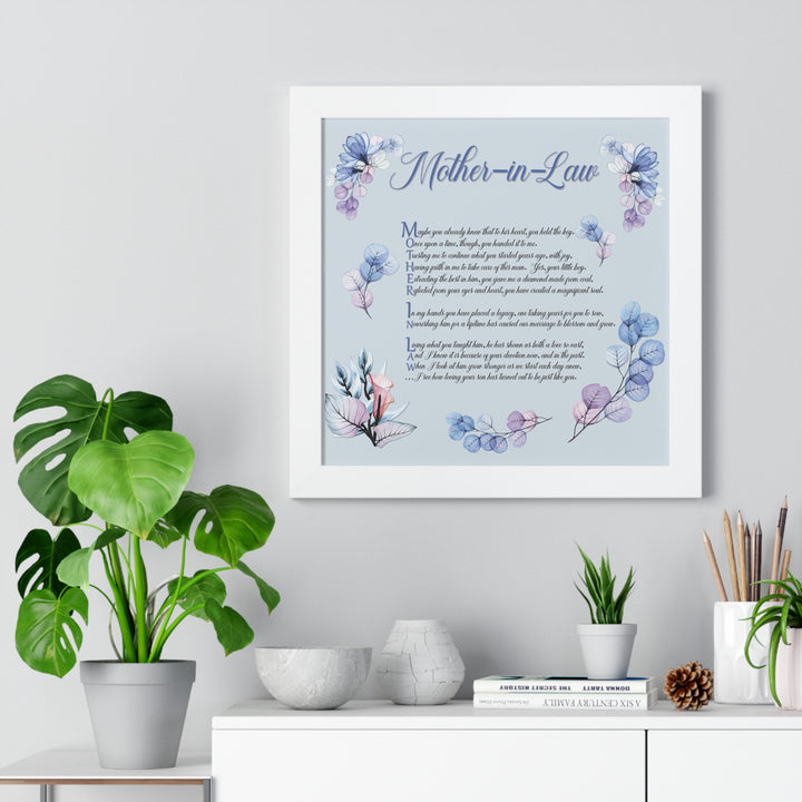 Framed Print - Acrostic Poem "Mother-in-Law" Floral Design