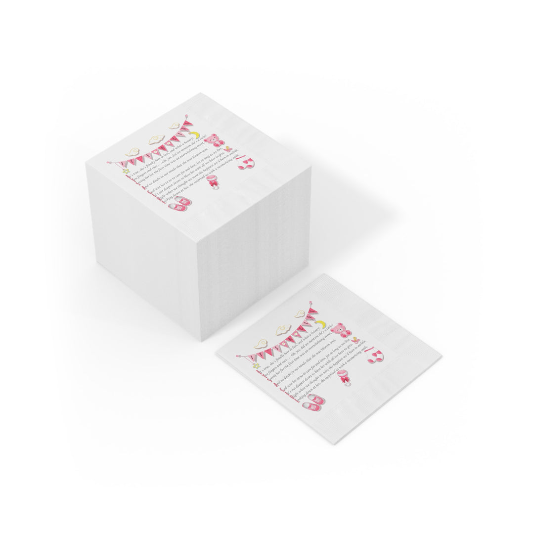 Baby Steps "It's a Girl" White Coined Napkins