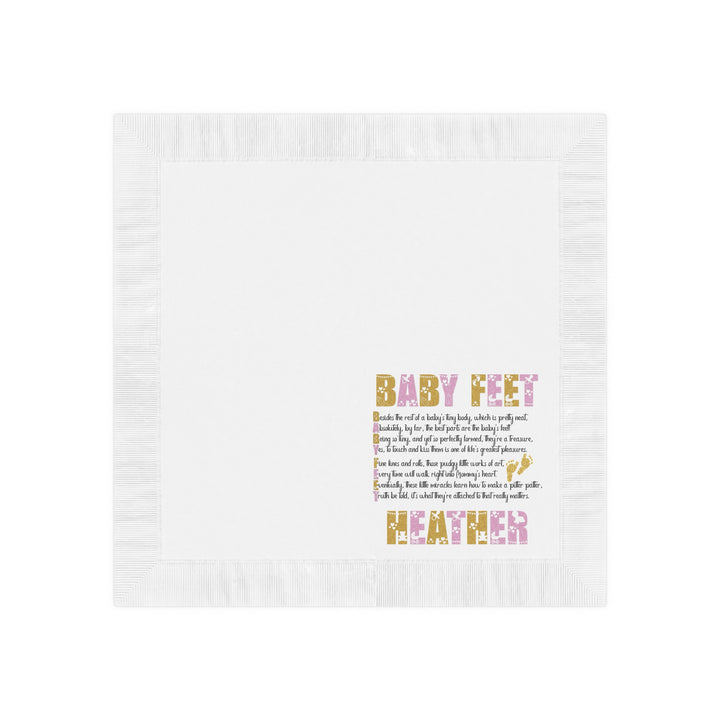 Baby Feet White Coined Napkins Baby Shower Napkins  - Gold-Pink- Personalized