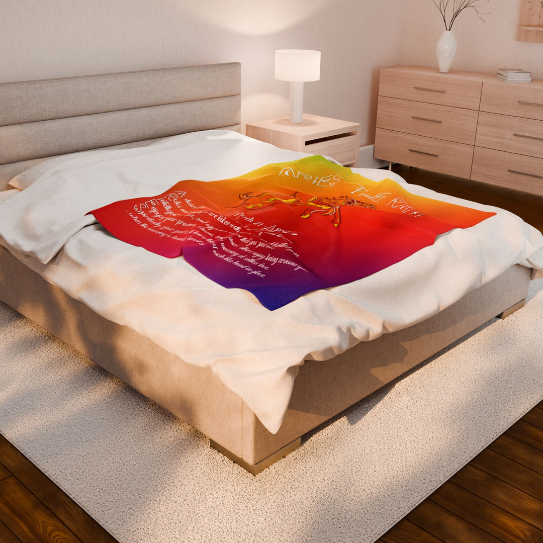Aries Acrostic Poem Velveteen Plush Blanket  - Colorful