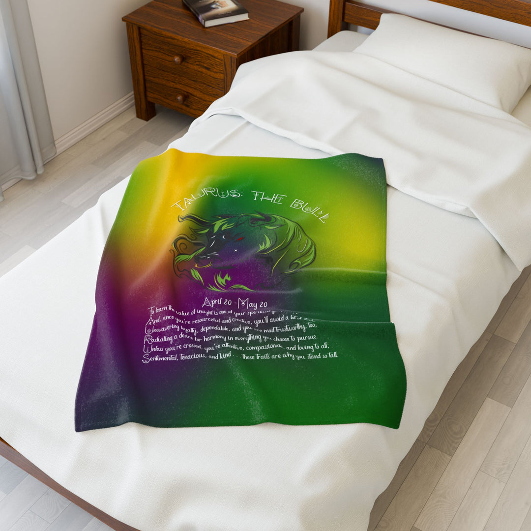 Taurus Acrostic Poem Velveteen Plush Blanket - Colored