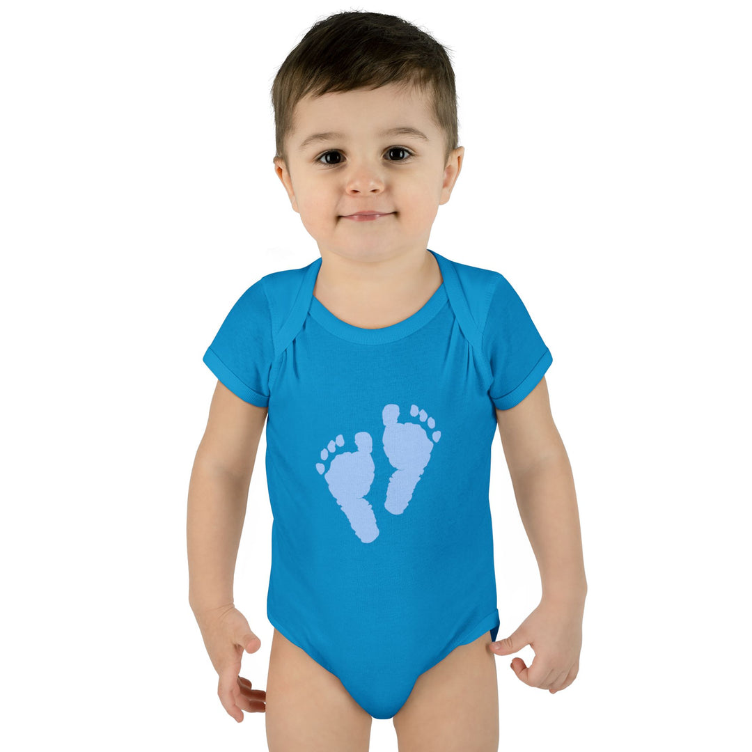 Baby Feet Acrostic Poem Baby Bodysuit - Blue Footprints