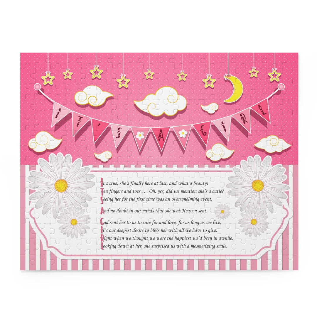 It's a Girl Acrostic Poem Puzzle - Stripes and Polka Dot Design - No Personalization