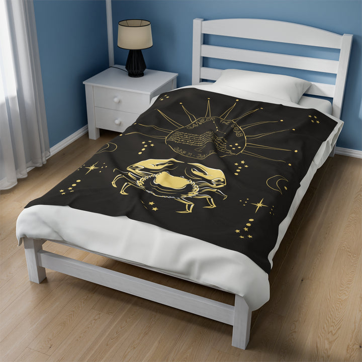 Written in the Stars Velveteen plush blanket with acrostic poem spelling out "Cancer"