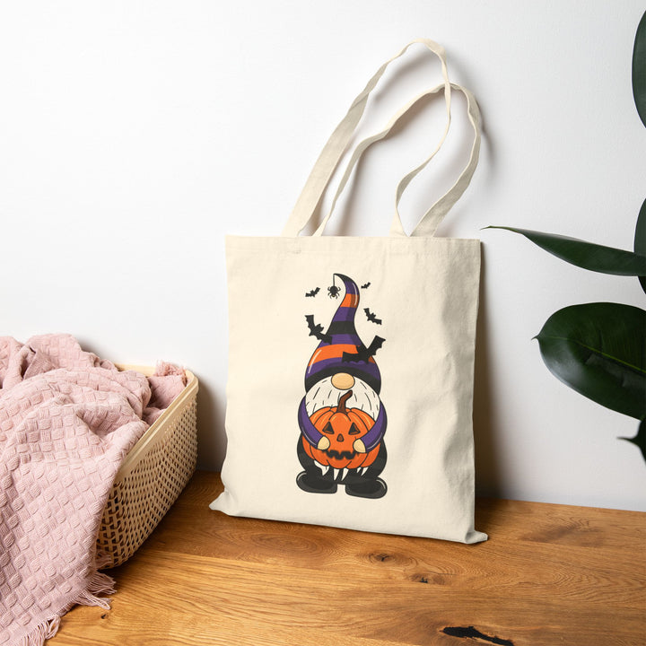 "Happy Halloween" Acrostic Poem Canvas Candy Tote Bag - Gnome - No Personalization