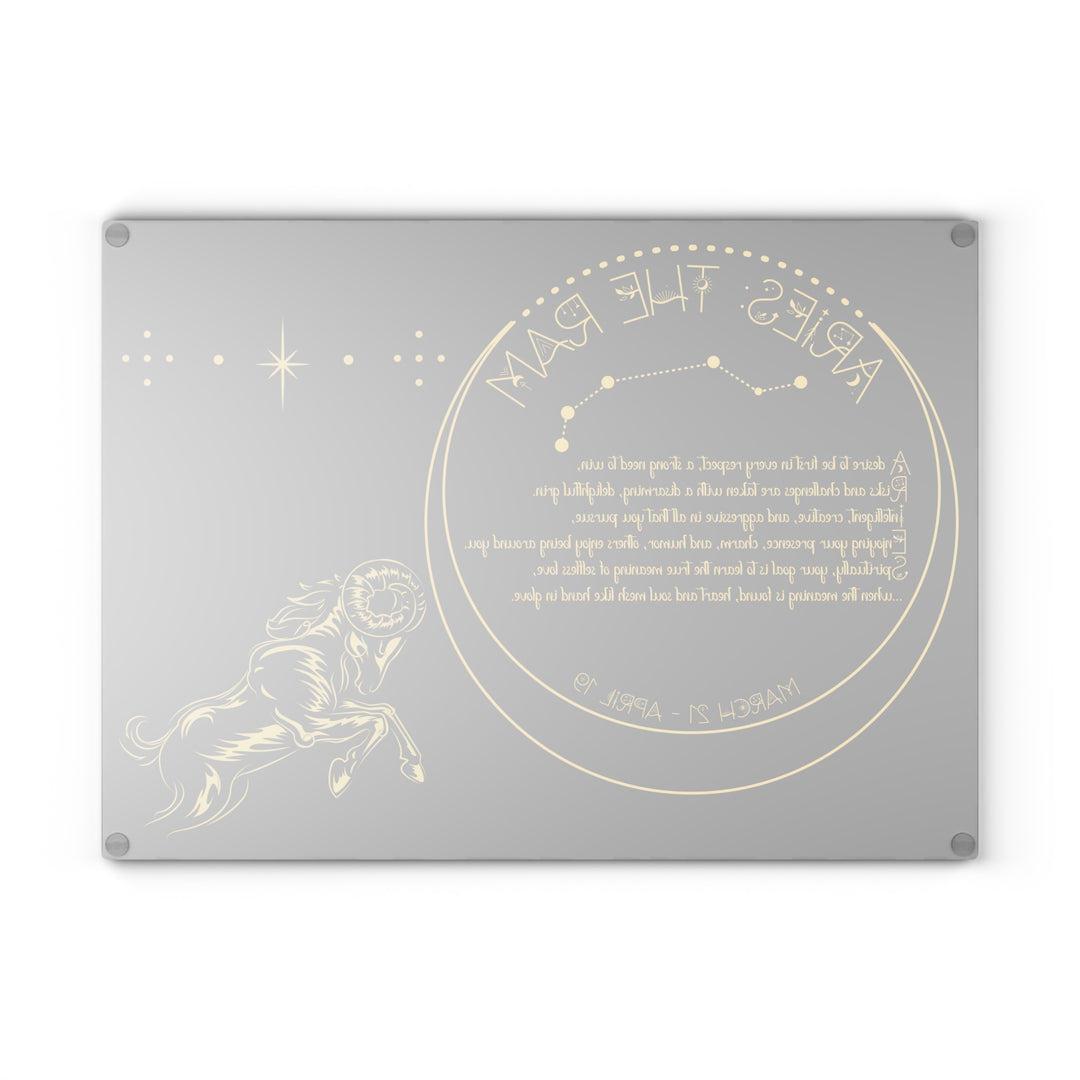 Aries Acrostic Poem Glass Cutting Board