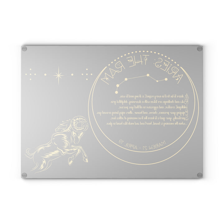 Aries Acrostic Poem Glass Cutting Board