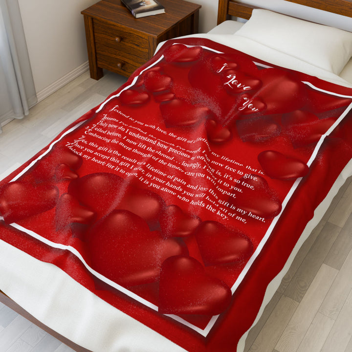 I Love You Acrostic Poem Velveteen Plush Blanket - Red