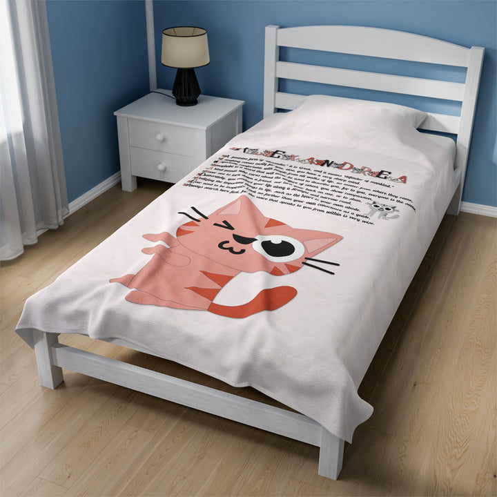 Namesakes Velveteen Plush Blanket with Acrostic Poem - Kitty Design