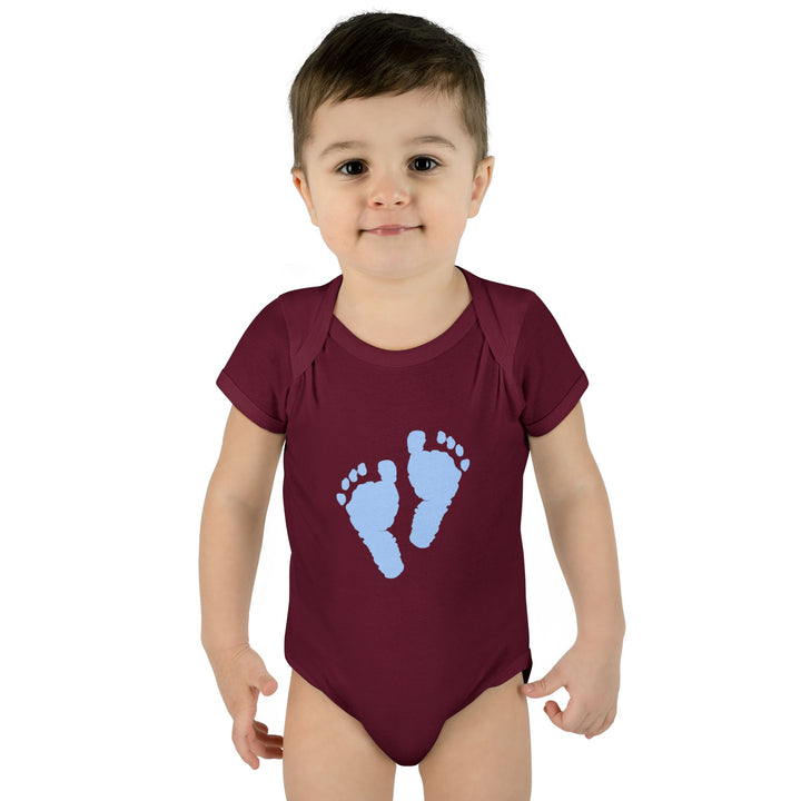 Baby Feet Acrostic Poem Baby Bodysuit - Blue Footprints