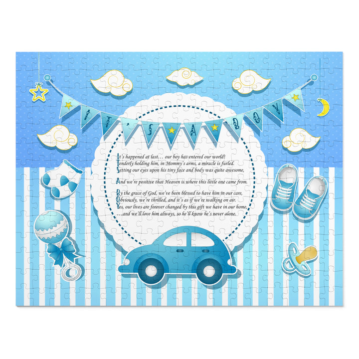 It's a Boy Acrostic Poem Puzzle - Blue Stripes - Tin Box - No Personalization