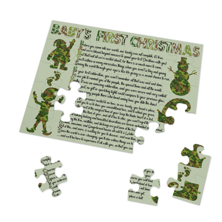 Baby's First Christmas Acrostic Poem Puzzle - Camo - Tin Box