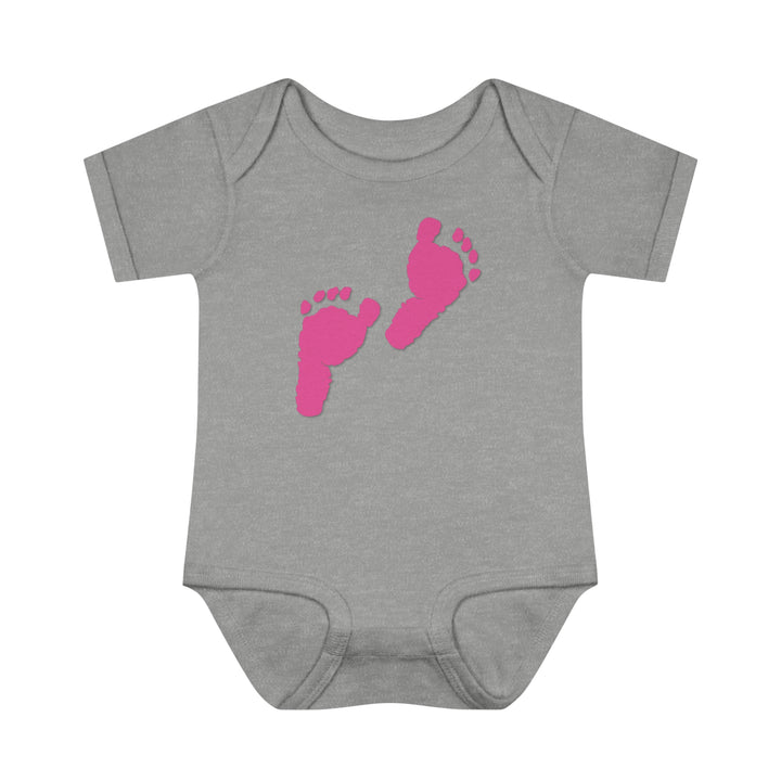 Baby Steps "Baby Feet" Acrostic Poem Bodysuit - Pink Footprints