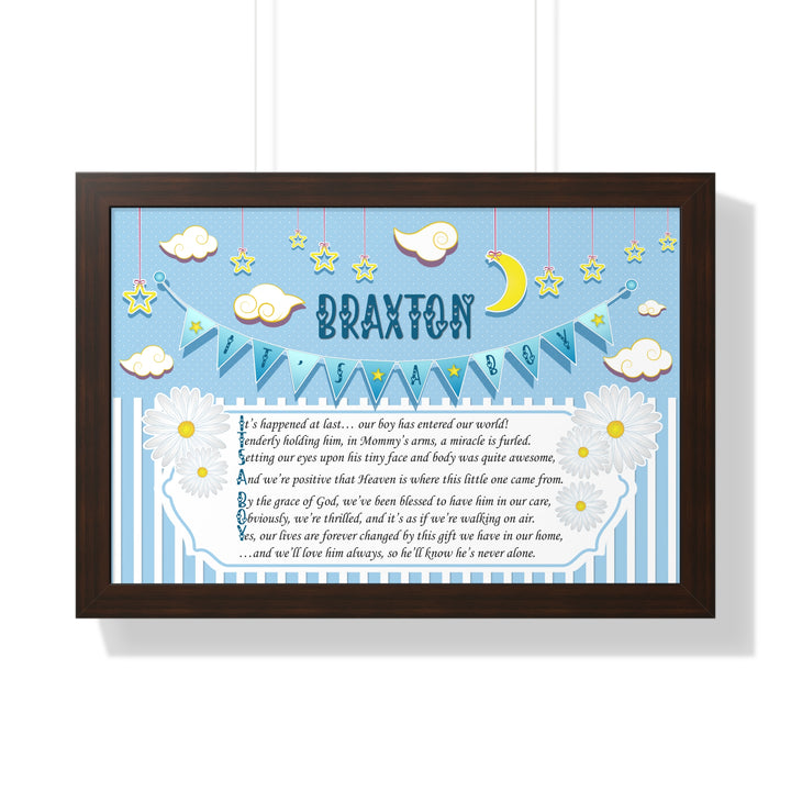 Baby Steps "It's a Boy" Framed Print Collection - Blue Stripes - Personalized