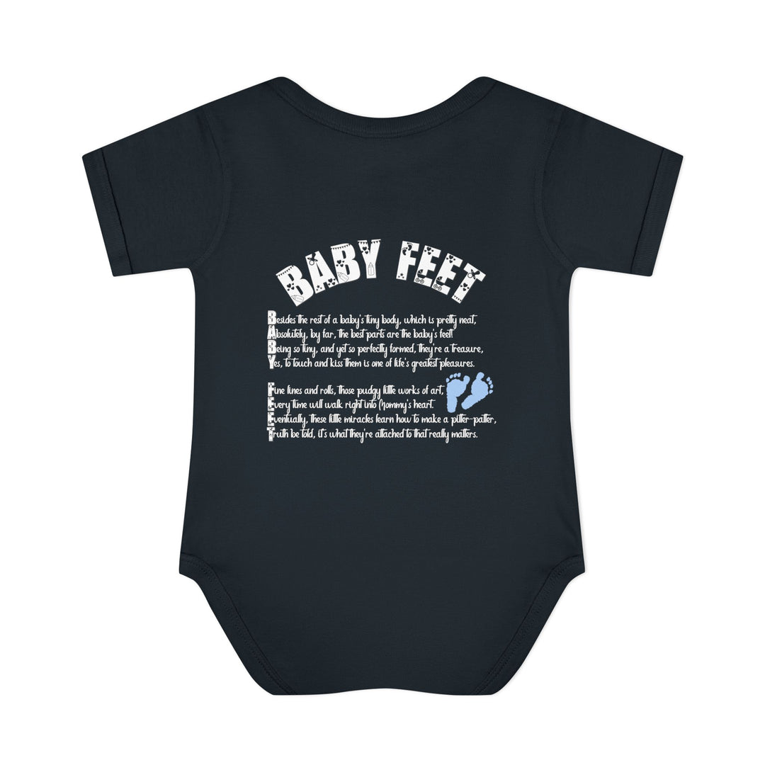 Baby Feet Acrostic Poem Baby Bodysuit - Blue Footprints