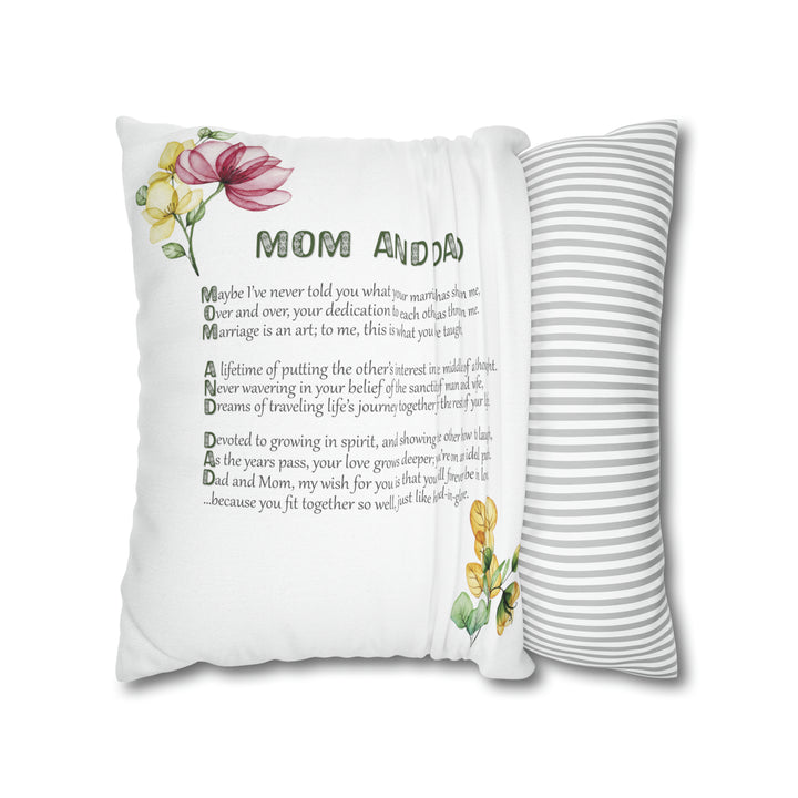 It's Just a Phrase "Mom and Dad" Acrostic Poem Pillow Case/Cover - White