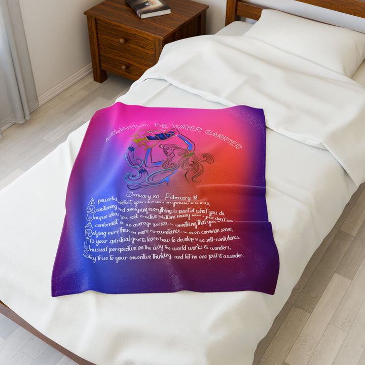 Aquarius Acrostic Poem Velveteen Plush Blanket - Colored