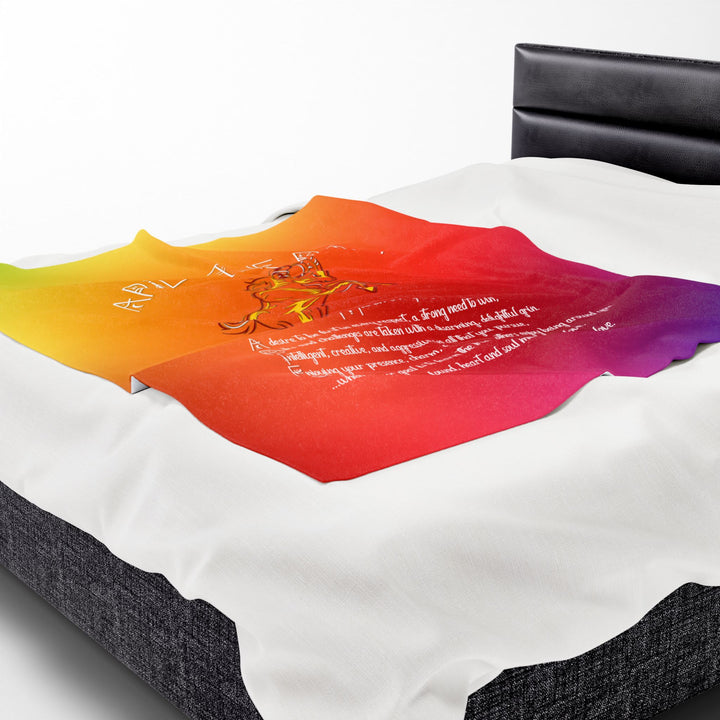 Aries Acrostic Poem Velveteen Plush Blanket - Colored