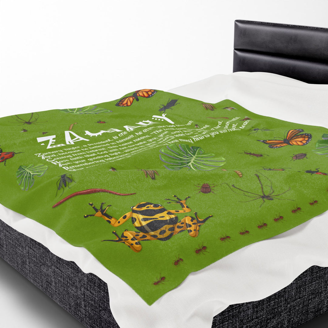 Namesakes Acrostic Poem Velveteen Plush Blanket - Bug Design