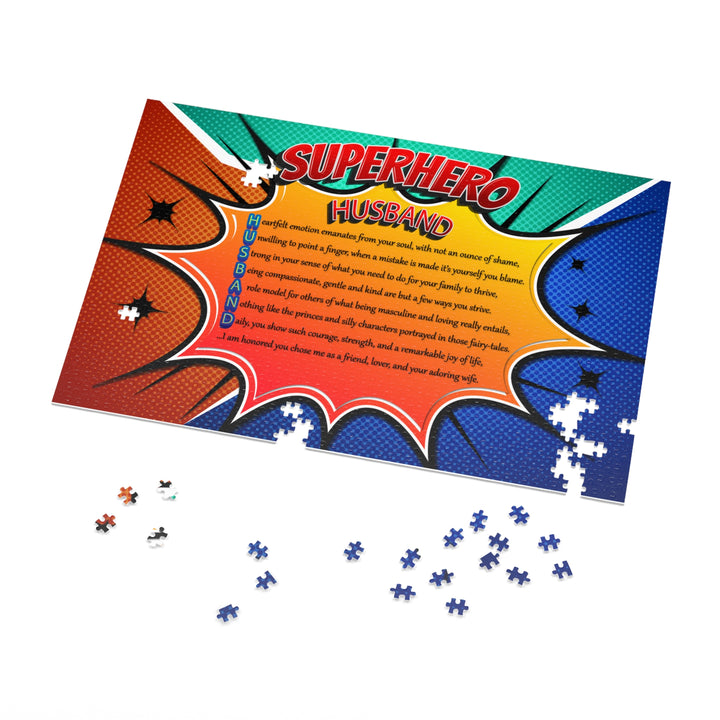 Husband Acrostic Poem Puzzle - Comic Style- Tin Box