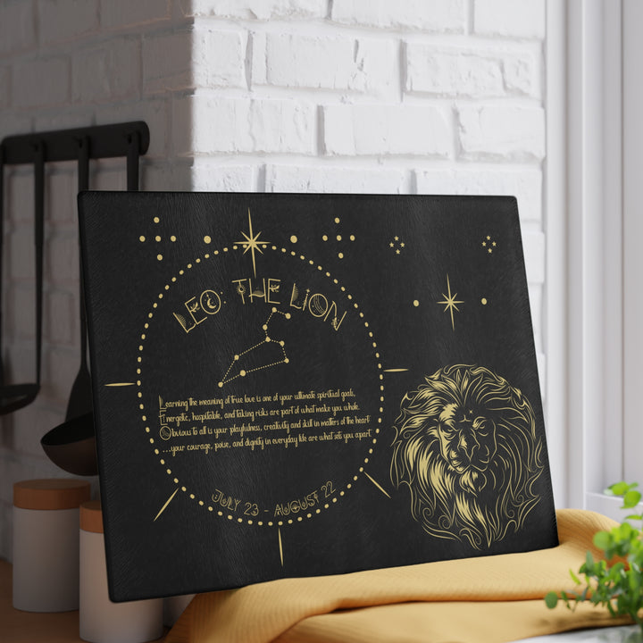 Leo Acrostic Poem Glass Cutting Board