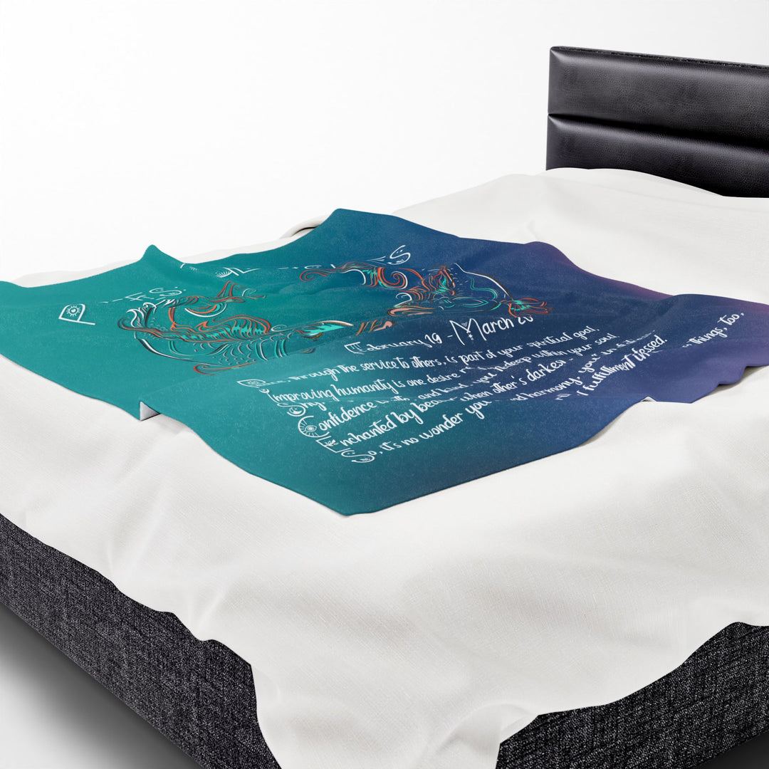 Pisces Acrostic Poem Velveteen Plush Blanket
