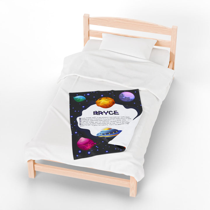 Namesakes Acrostic Poem Velveteen Plush Blanket - Space Design
