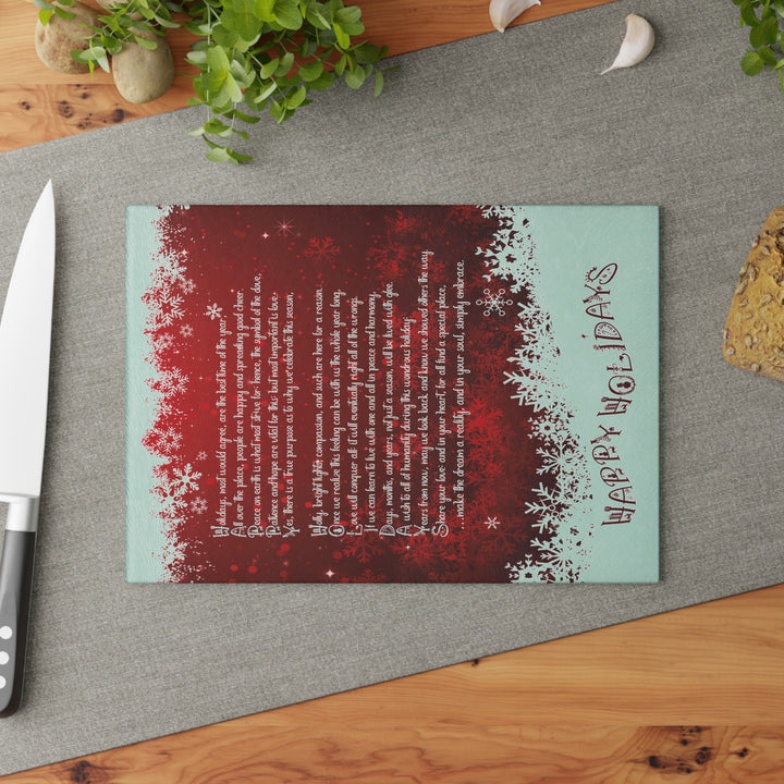 It's Just a Phrase Glass Cutting Board - "Happy Holidays"