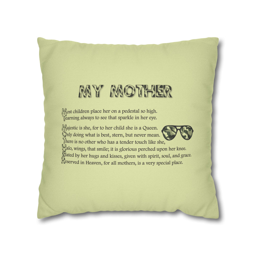 My Mother Acrostic Poem Pillow Cover -  Camo Design