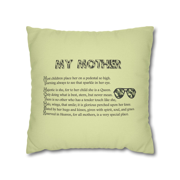 My Mother Acrostic Poem Pillow Cover -  Camo Design
