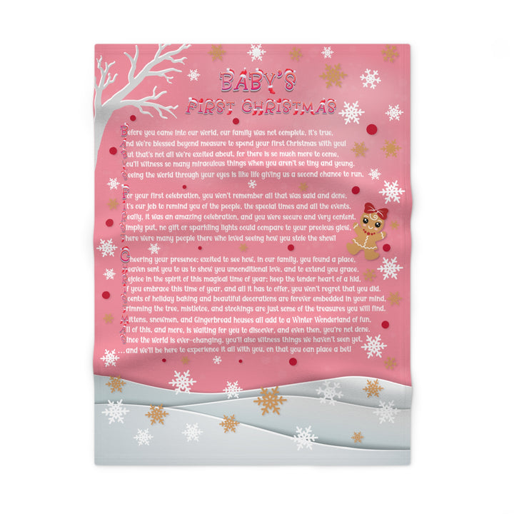 Baby Steps Baby Blanket with Acrostic Poem - "Baby's First Christmas". Gingerbread Baby Girl