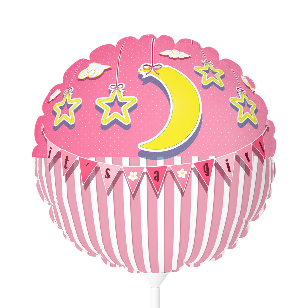 It's a Girl" 11 Acrostic Poem" Balloon - Pink-White Stripes - Personalized