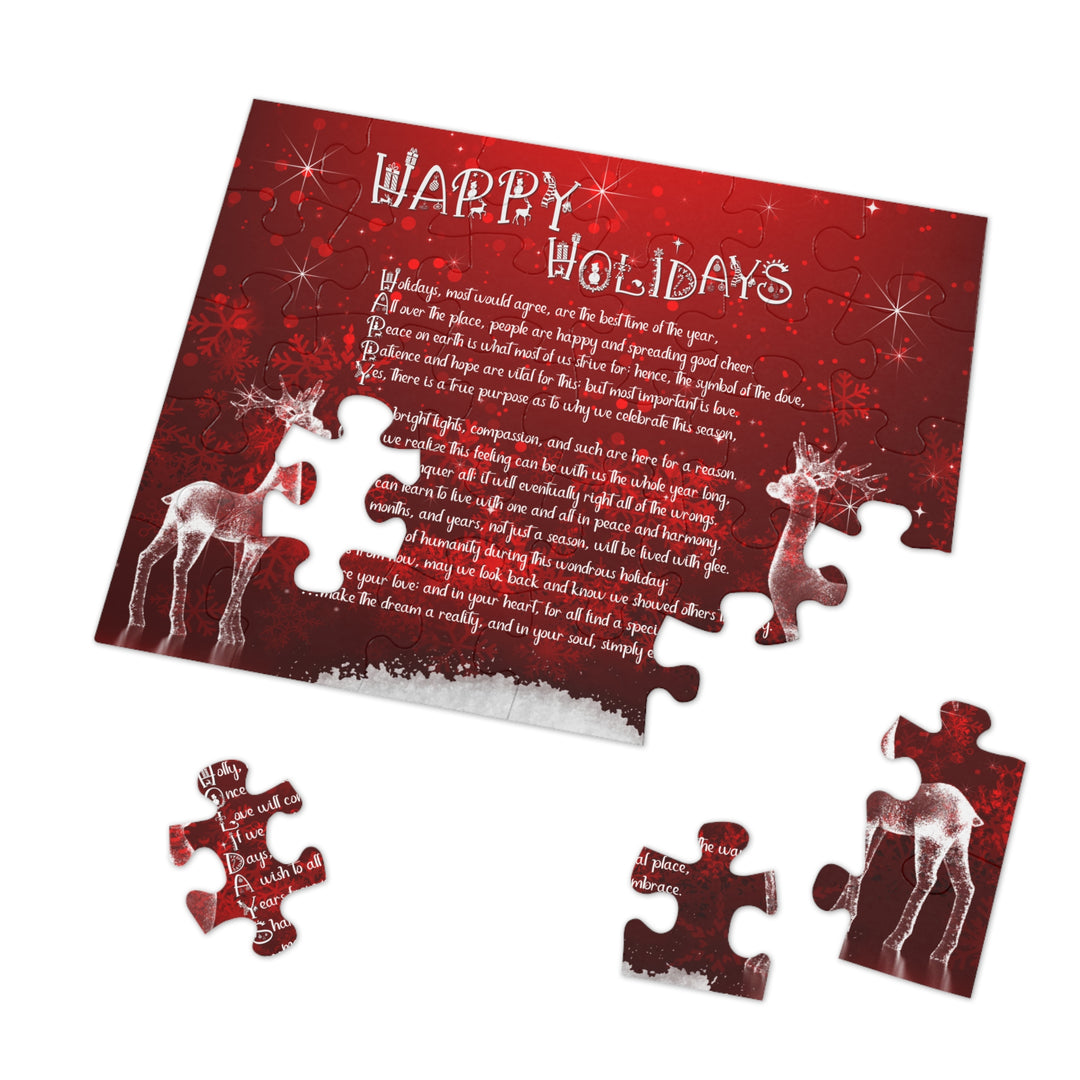 Happy Holidays Acrostic Poem Puzzle - Deer and Snow - Tin Box