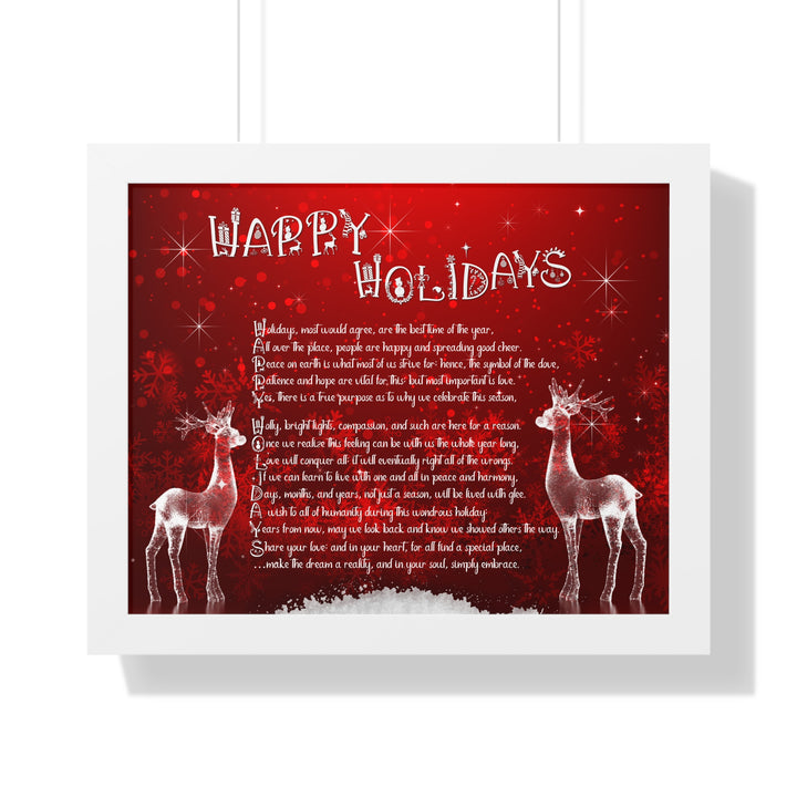 It's Just a Phrase "Happy Holidays" Framed Horizontal Acrostic Poem Poster