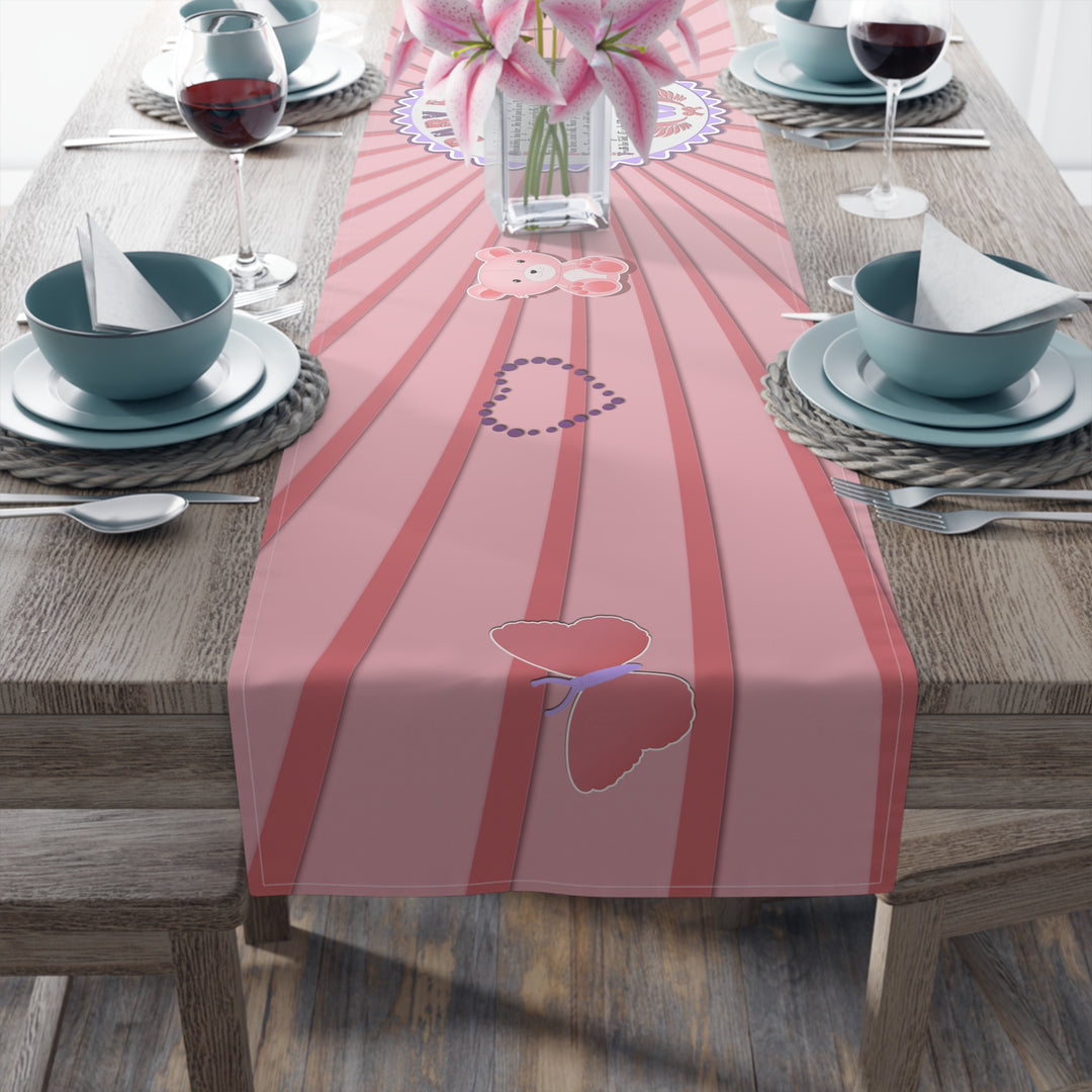 Baby Feet Acrostic Poem Table Runner - Pink-Wings