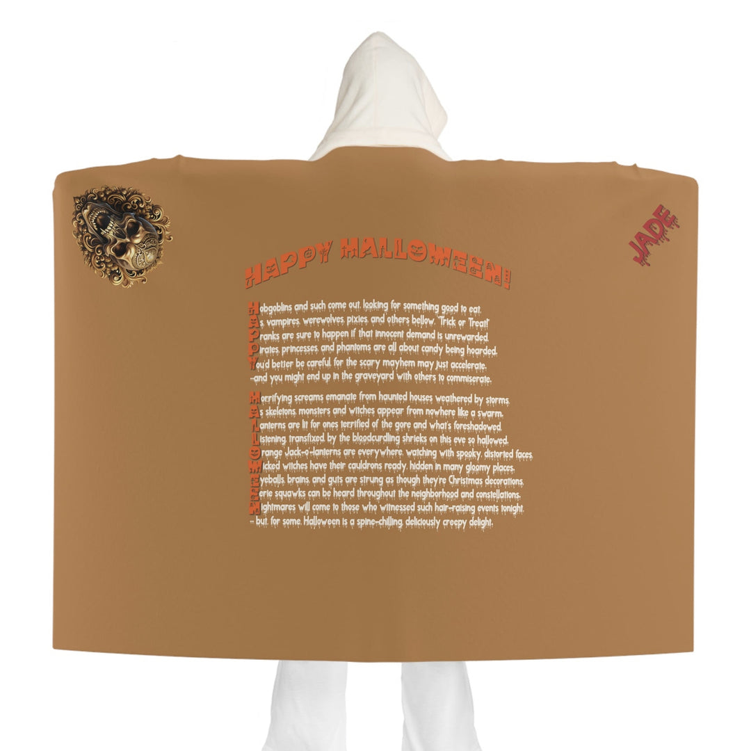 Happy Halloween Acrostic Poem Hooded Sherpa Fleece Blanket - Skull - Personalized