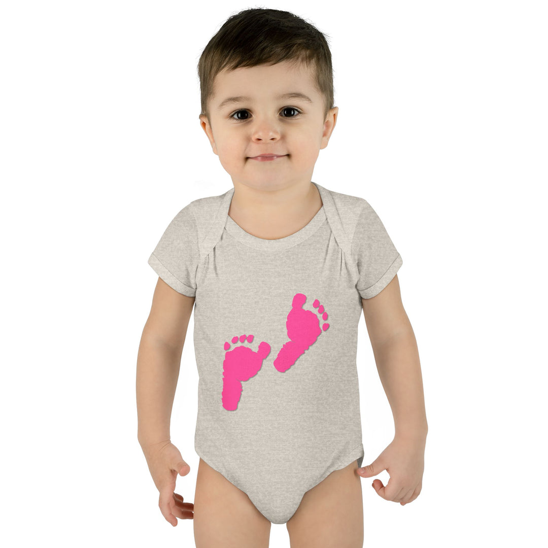 Baby Steps "Baby Feet" Acrostic Poem Bodysuit - Pink Footprints
