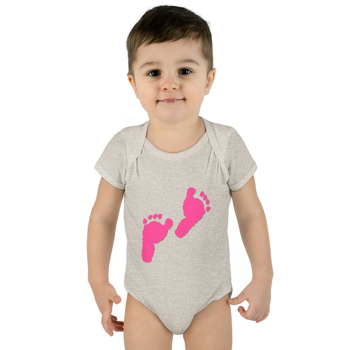 Baby Steps "Baby Feet" Acrostic Poem Bodysuit - Pink Footprints