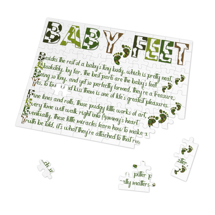 Baby Feet Acrostic Poem Jigsaw Puzzle - Camo - Tin Box - No Personalization