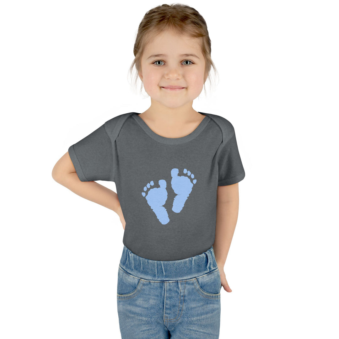 Baby Feet Acrostic Poem Baby Bodysuit - Blue Footprints